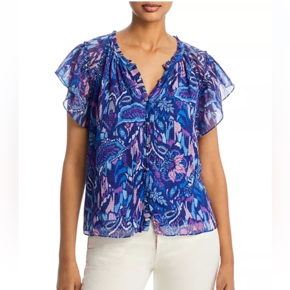 Ramy Brook Tops - RAMY BROOK - Lola Printed Crew Neck Blouse